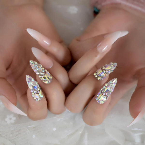 Pink nails, rhinestones  Rhinestone nails, Nails design with rhinestones,  Bling acrylic nails