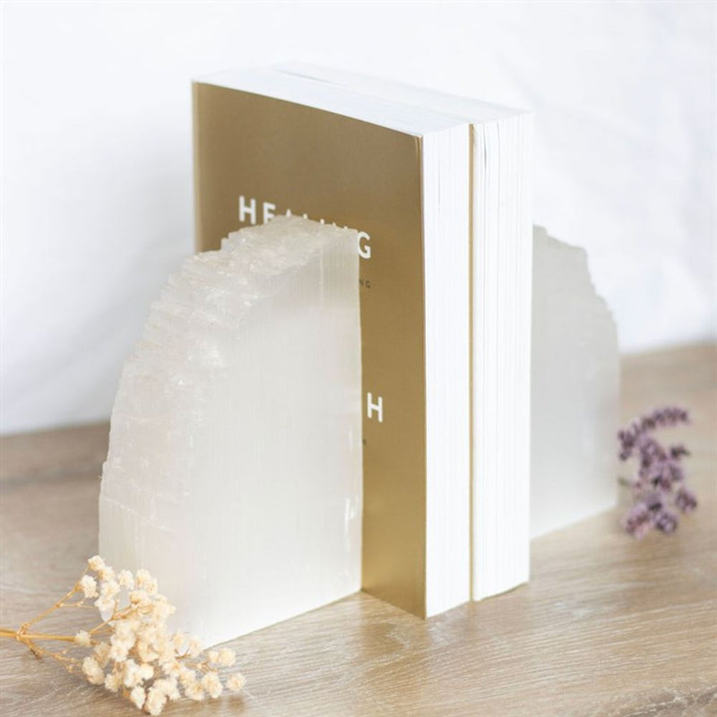 Celestial Harmony -Selenite Crystal Bookends