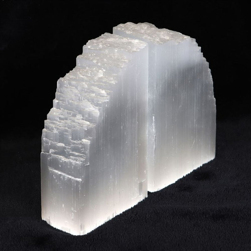 Celestial Harmony -Selenite Crystal Bookends