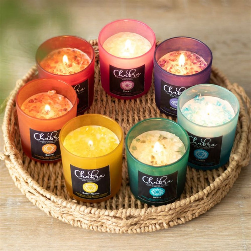 Blueberry Bliss Throat Chakra Crystal Chip Candle