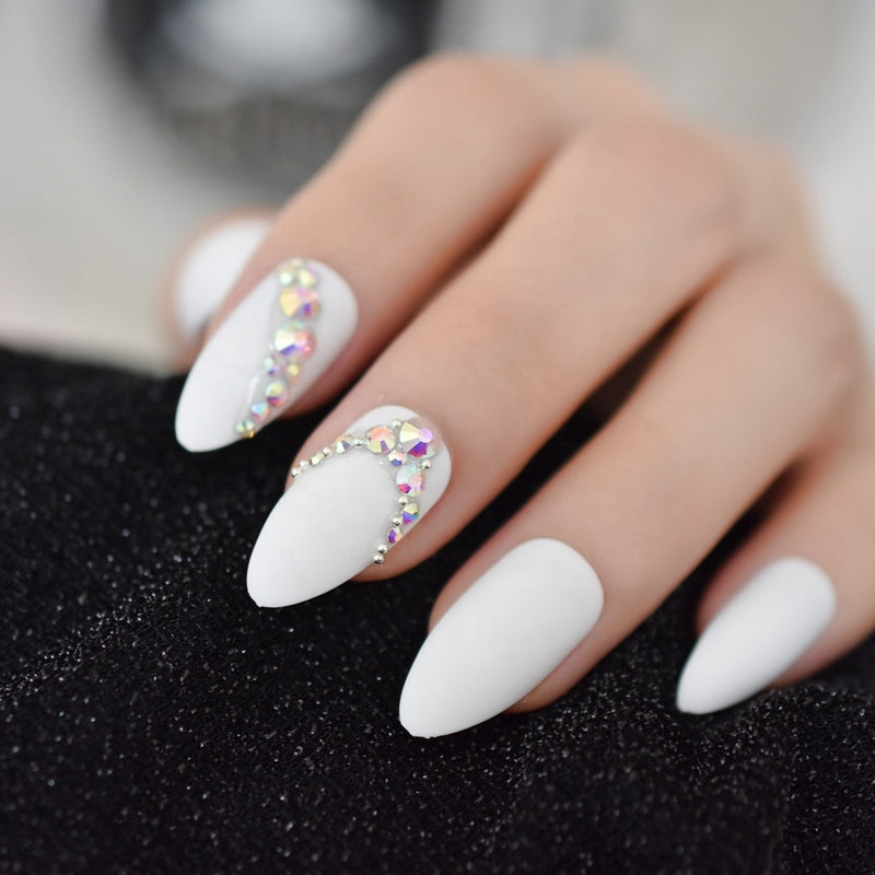 white oval nail designs