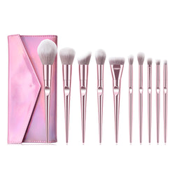 Rose gold make-up brush set with holographic bag 