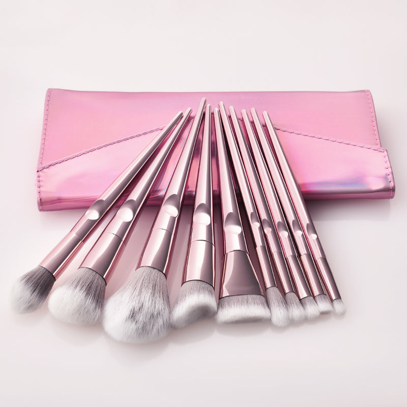 Rose gold make up brushes and holographic bag 
