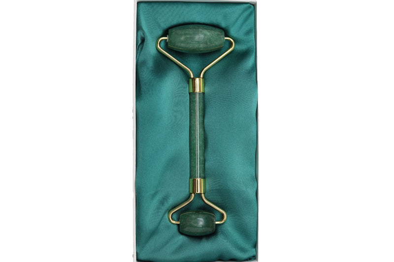 Green Aventurine Jade Roller in Green Silk Lined box