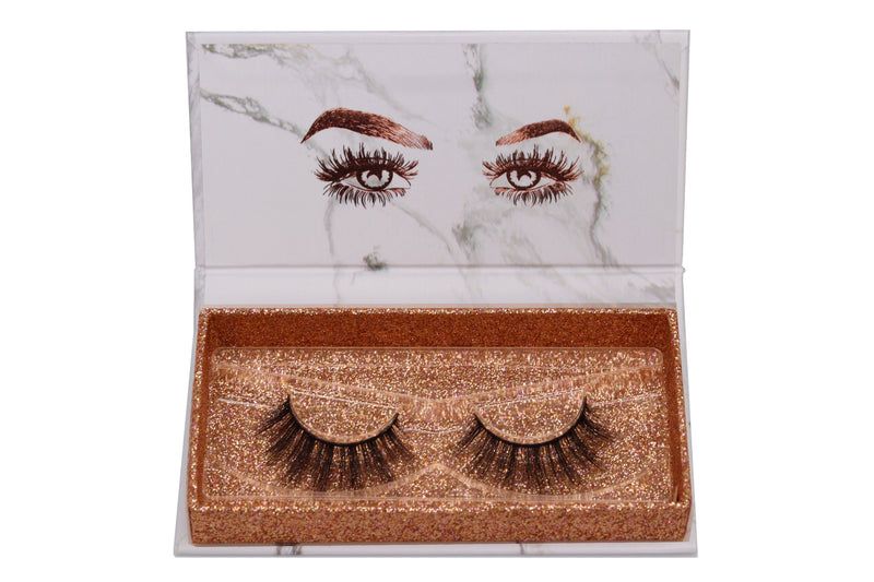 Wispy False Eyelashes in Rose Gold Marble Box